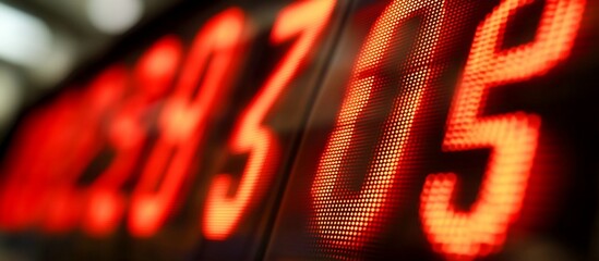 Close-up of Red LED Numbers Displaying 23735 on a Digital Signboard