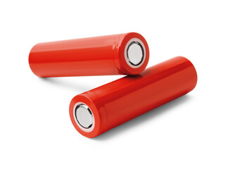 Red AA alkaline batteries isolated on white