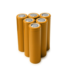 Orange AA alkaline batteries isolated on white