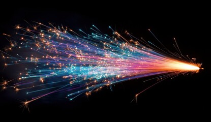 Fototapeta premium Vibrant Sparkling Light Trail with Bright Colors in a Dark Space for Abstract and Artistic Backgrounds