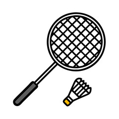 Badminton racket and feather shuttlecock