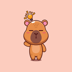 capybara mascot cartoon character vector illustration get an idea.