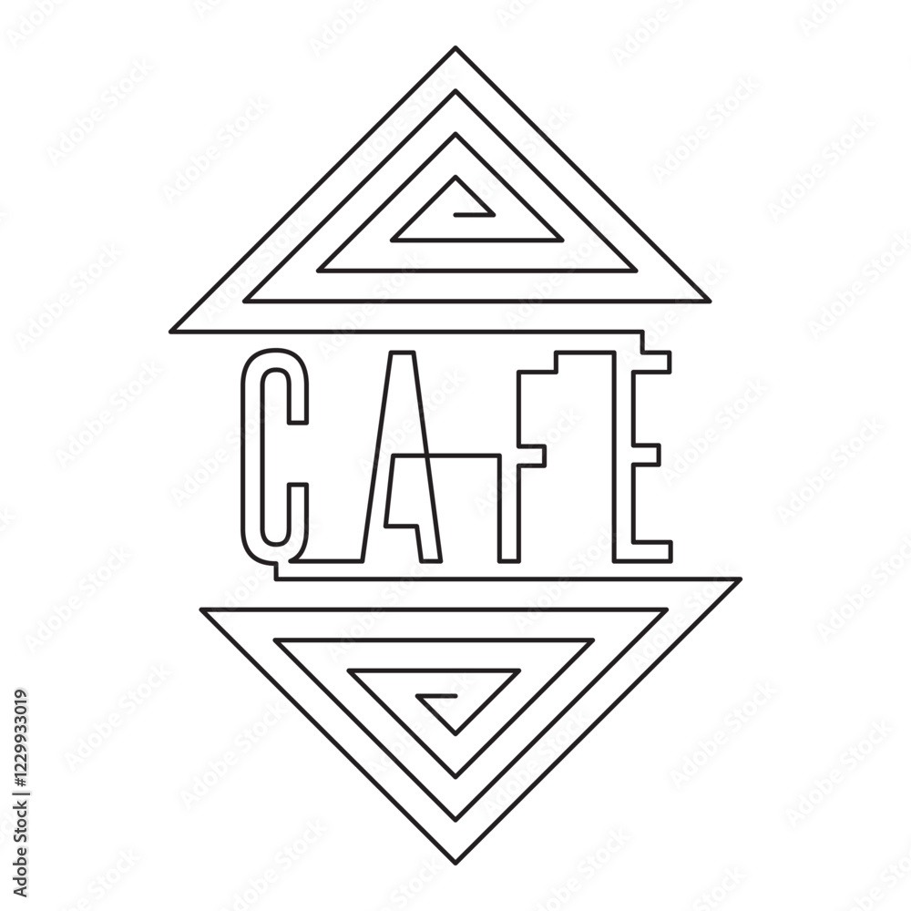 Poster a geometric one-line art logo with the word 