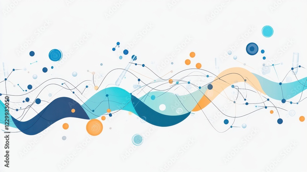 Aufkleber abstract wave design with colorful shapes and geometric elements