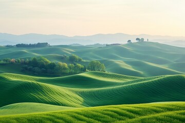 Rolling green hills in a scenic countryside landscape