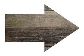 Arrow with wooden texture isolated on white