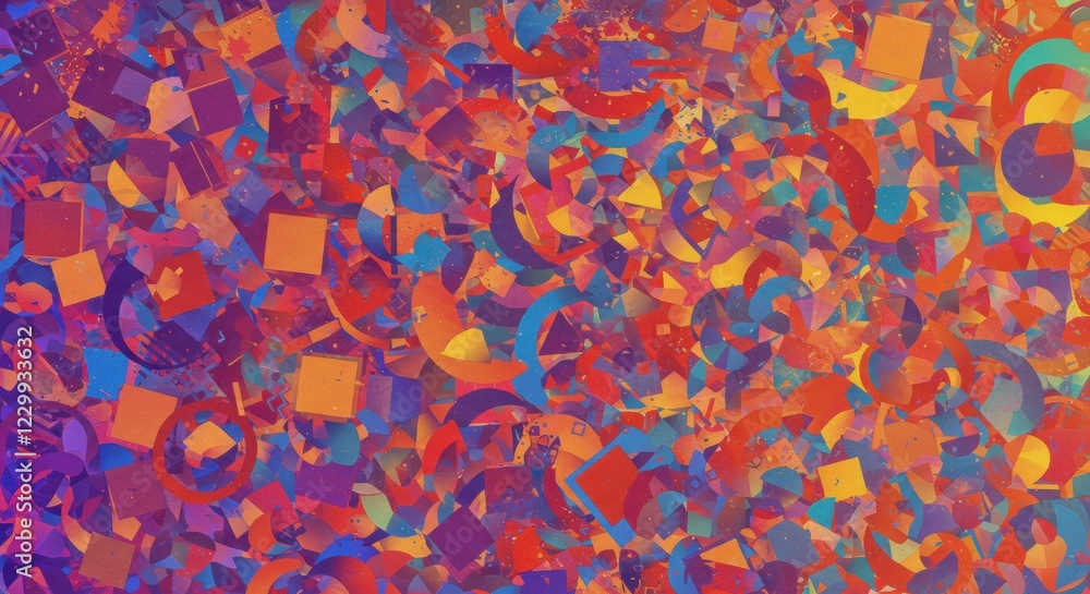 Poster abstract geometric pattern: a mesmerizing abstract pattern composed of vibrant geometric shapes in s