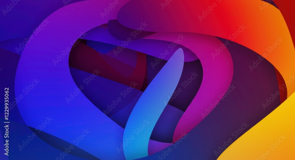 Aufkleber abstract heart of color: a vibrant and dynamic abstract image forming a heart shape, composed of swi