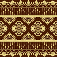 traditional damask vector pattern with seamless damask vector design and elegant damask vector border for textile or wallpaper