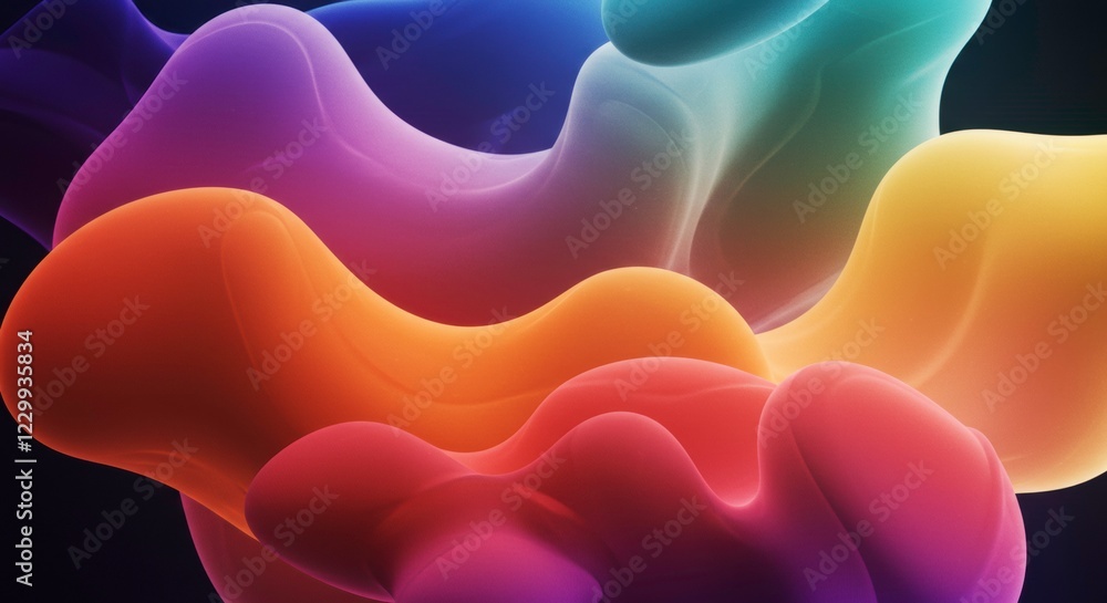 Poster rainbow fluid abstract: vibrant, swirling forms in a spectrum of colors create a mesmerizing abstrac
