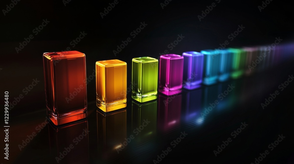 Fototapete a colorful bar graph with d effects and gradient colors, displayed on a dark background, with subtle
