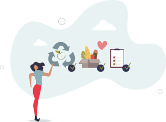Food waste management and grocery leftovers separation.Garbage recycling with green and nature friendly lifestyle to reduce organic rubbish, trash and litter.flat characters.