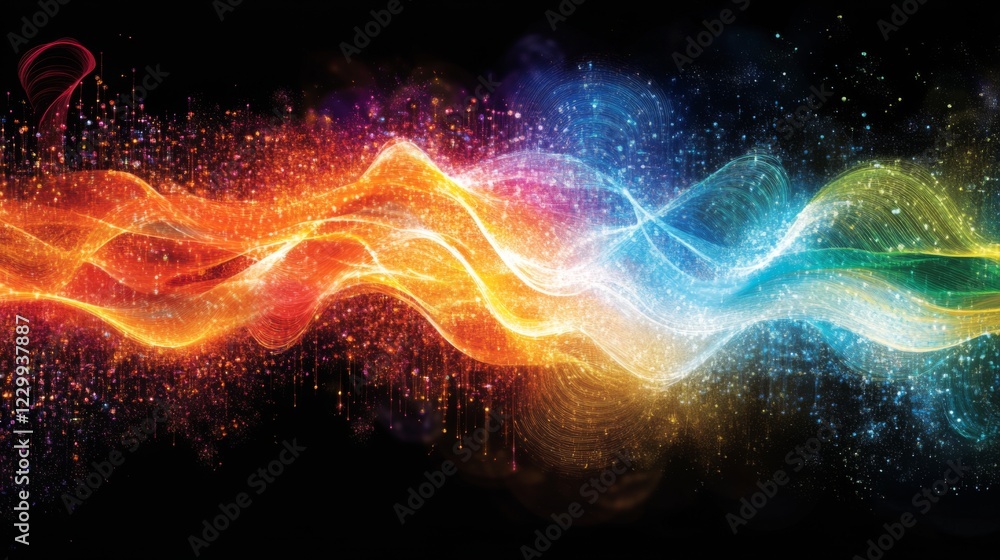 Fototapete a colorful heartbeat graph flowing smoothly across a digital display, representing the life force an