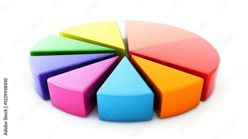 Poster a colorful pie chart with distinct segments in gradient colors, arranged on a white background with 