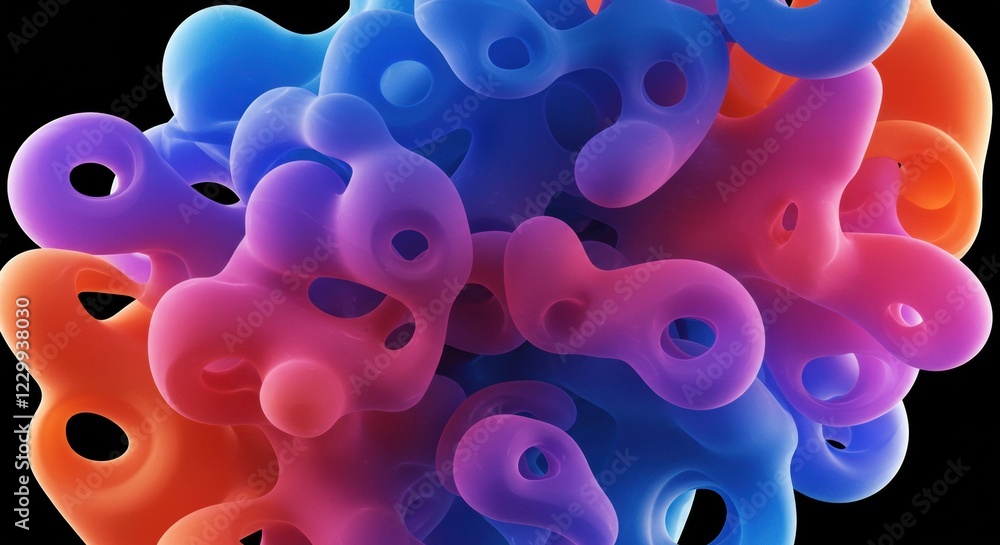 Poster abstract fluid forms: a mesmerizing digital abstract composition showcasing vibrant, flowing forms i