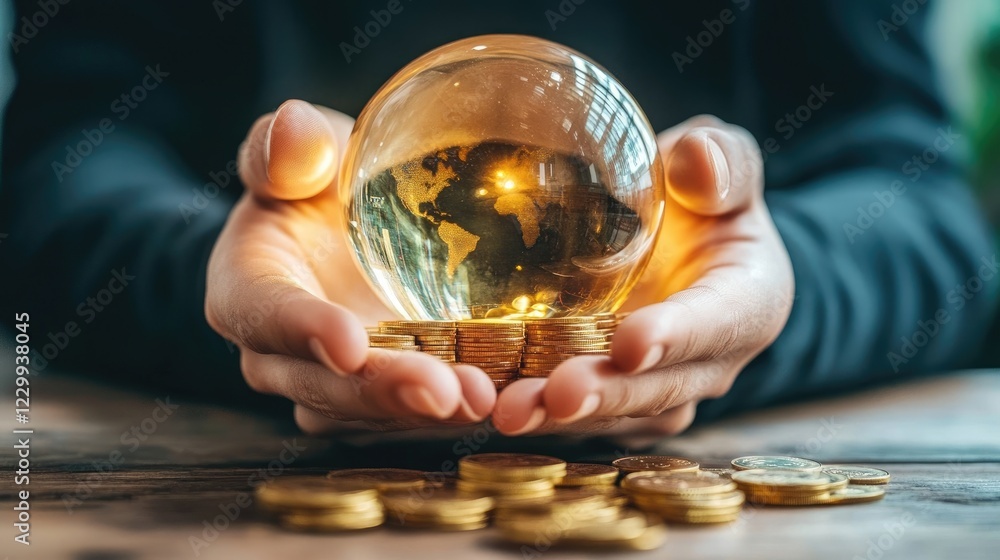 Aufkleber an economic prediction concept with global markets and ai-driven analytics.