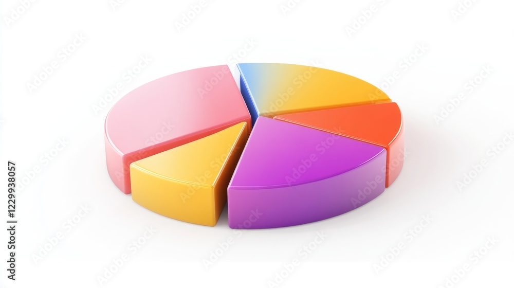 Poster a colorful pie chart with distinct segments in gradient colors, arranged on a white background with 