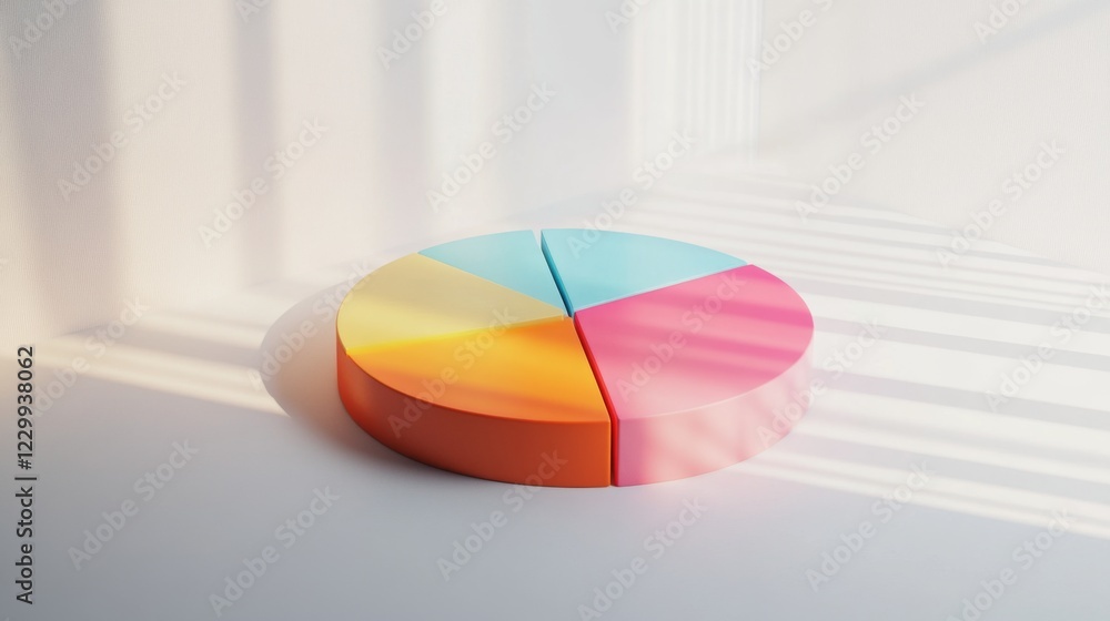 Poster a colorful pie chart with distinct segments in gradient colors, arranged on a white background with 
