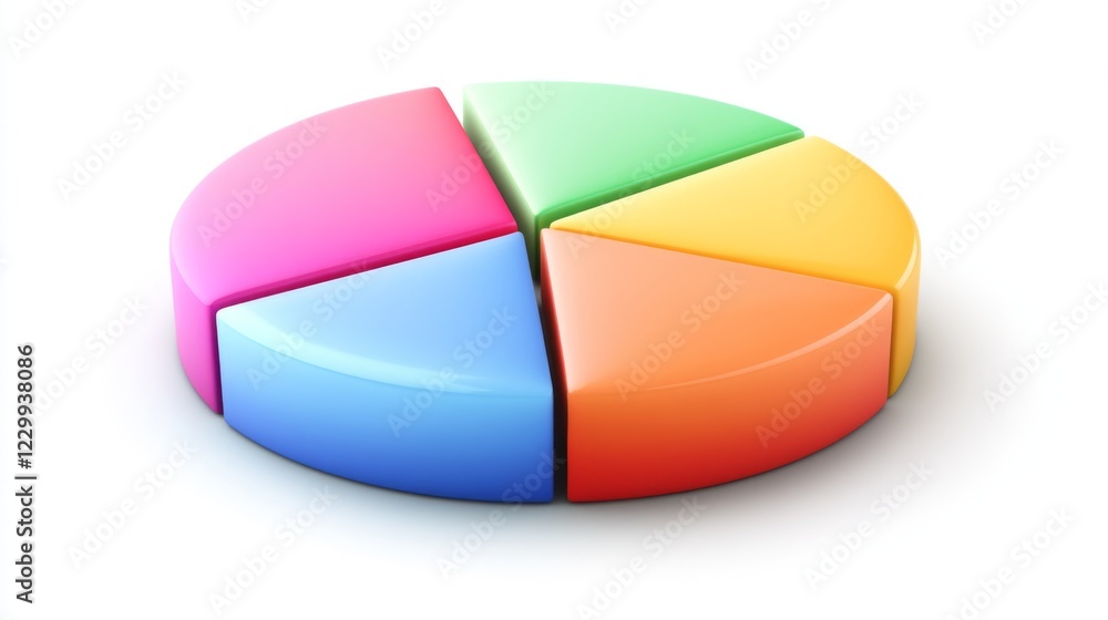Poster a colorful pie chart with distinct segments in gradient colors, arranged on a white background with 