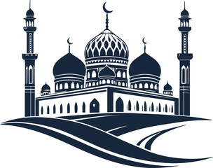 Vector beautiful mosque icon design with white background 