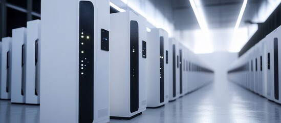 Obraz premium Modern Energy Storage Facility: Rows of Advanced Battery Systems