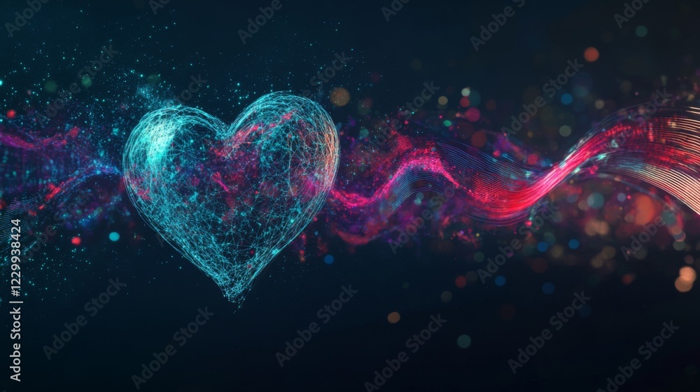 Aufkleber A conceptual graphic showing a heart wave merging with sound waves, illustrating the connection between heartbeats and sound in a creative visual