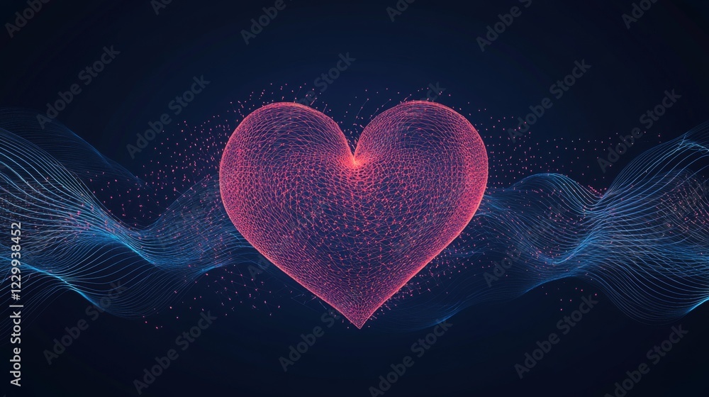 Aufkleber A conceptual graphic showing a heart wave merging with sound waves, illustrating the connection between heartbeats and sound in a creative visual