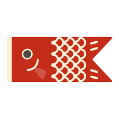 シンプルな赤い鯉のぼりのイラスト