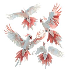 Obraz premium Majestic Flight of Pink and White Galahs A Digital Painting.