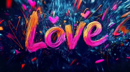 Brightly Colored Love Lettering Abstract Background Design