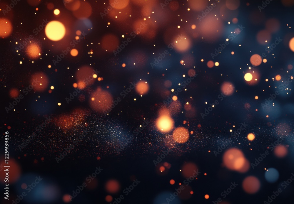 Poster abstract background with sparkling orange and blue bokeh lights creating a mesmerizing visual effect