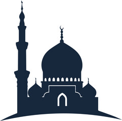 Vector beautiful mosque icon logo design with white background 