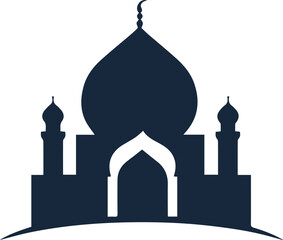 Vector beautiful mosque icon logo design with white background 