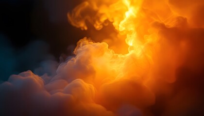 Fiery Orange Smoke Clouds Abstract Background Image