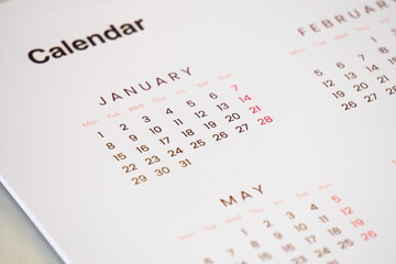 close up of a calendar background