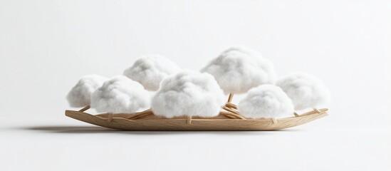 Cloud Sailing: A Wooden Boat Carrying Fluffy Clouds