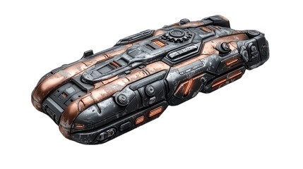 Futuristic Spaceship 3D Render Dark Gray and Bronze Spaceship wi
