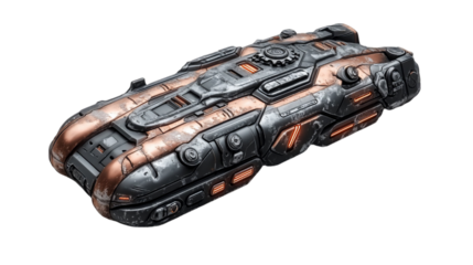 Futuristic Spaceship 3D Render Dark Gray and Bronze Spaceship wi