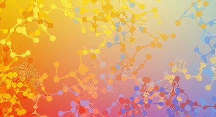 Abstract Connections: A vibrant and abstract digital art piece showcasing a network of interconnected dots and lines in a warm and inviting color palette of yellow, orange, and blue.