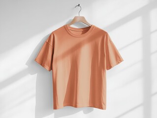 Stylish pastel t-shirt display modern studio product photography bright environment close-up fashion concept