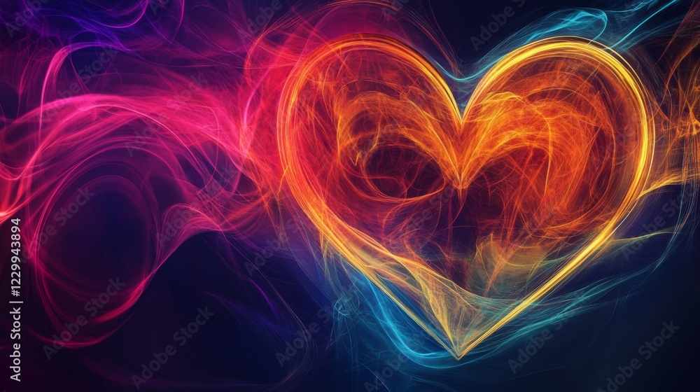 Leinwandbilder a creative visualization of heart waves morphing into abstract shapes, representing the life force a