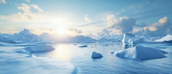 Arctic landscape with icebergs