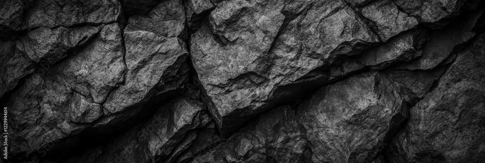 Aufkleber dark gray rock texture on black background with intricate patterns of stone formations and natural r