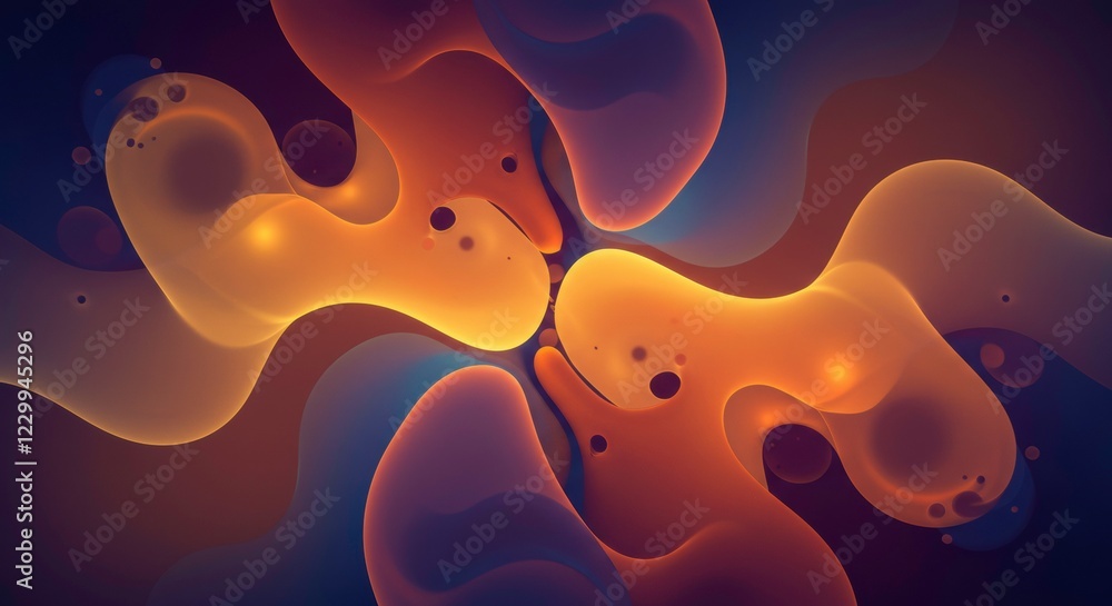 Poster abstract liquid forms: vibrant, abstract liquid forms in a mesmerizing interplay of warm orange and 