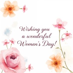 Charming card design for International Women's Day featuring lovely flowers and heartfelt wishes for March 8