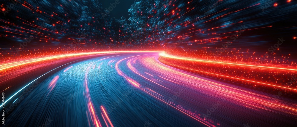 Poster long exposure light streaks creating dynamic patterns in a dark tunnel environment