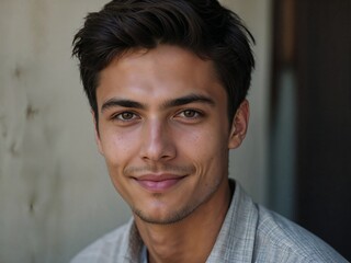 Obraz premium Attractive young man with deep eyes and a confident yet gentle expression