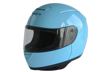 Glossy Blue Motorcycle Helmet with Visor