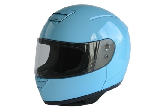 Glossy Blue Motorcycle Helmet with Visor