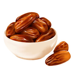 realistic watercolor illustration of dates fruit pattern on transparent background